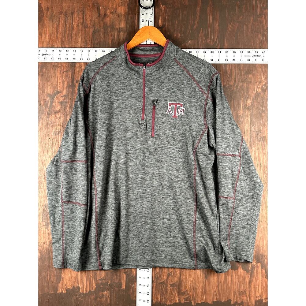 Texas A&M Aggies Colosseum 1/4 Zip‎ Pullover Long Sleeve Gray Red Men Large NCAA